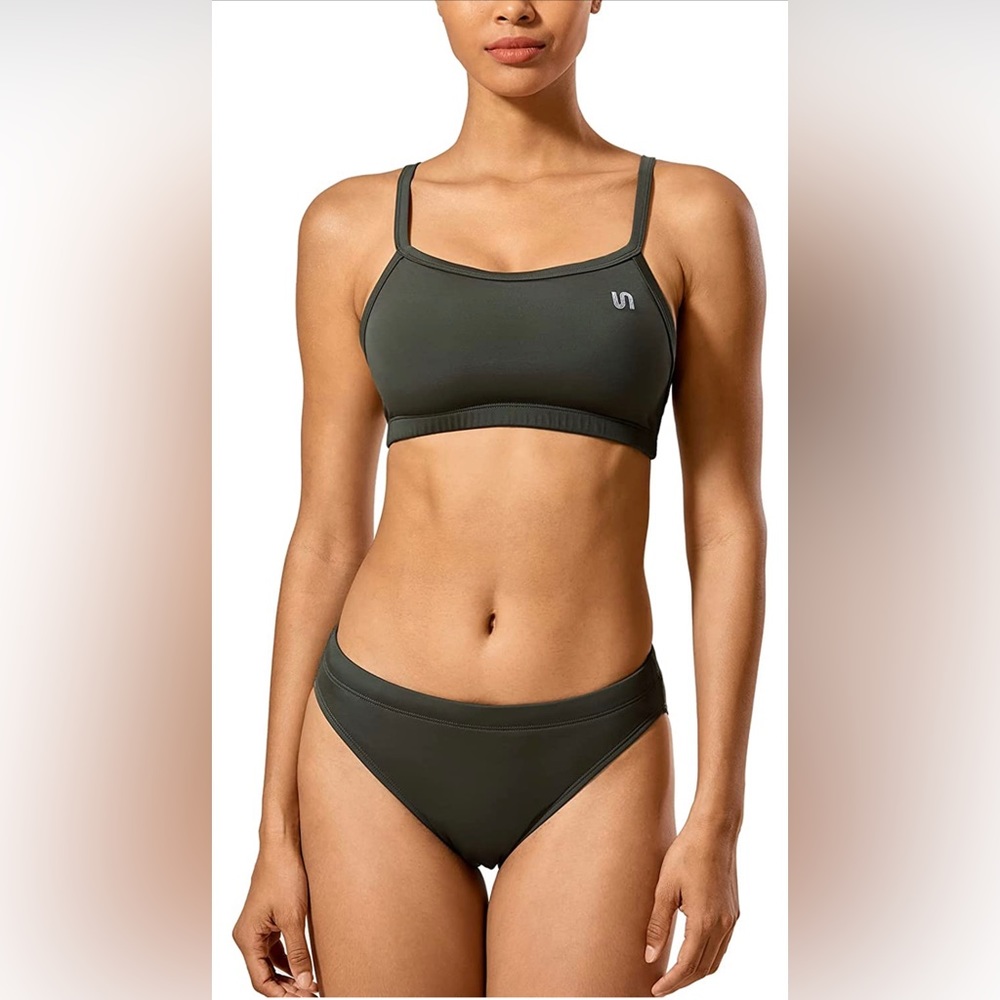 NEW WITH TAGS sport two pice swimsuit olive green